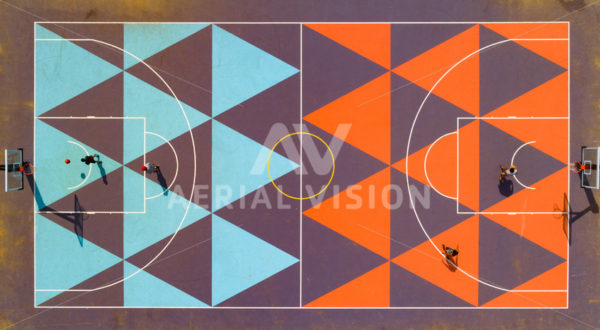 Basketball Court Top-down - Aerial Vision Stock Imagery