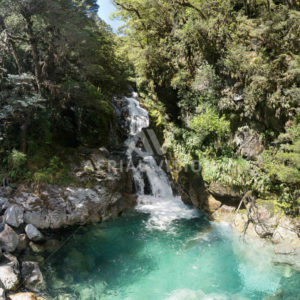 Milford Sound Waterfall Panorama - Aerial Vision Stock Imagery