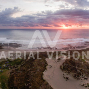 Omapere Sunset Panorama - Aerial Vision Stock Imagery