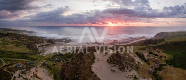 Omapere Sunset Panorama - Aerial Vision Stock Imagery